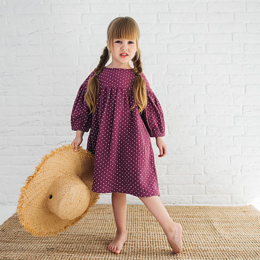 Платье муслиновое свободного кроя "Горошек"