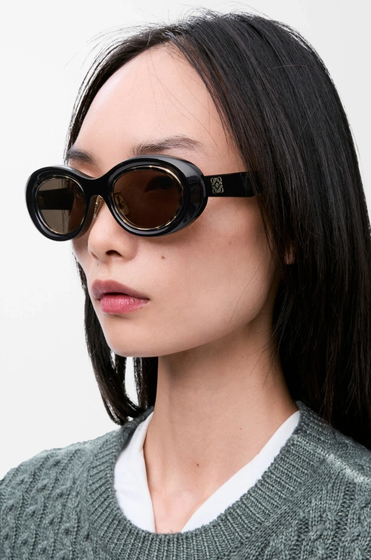 Loewe Солнцезащитные очки овальной формы, черный