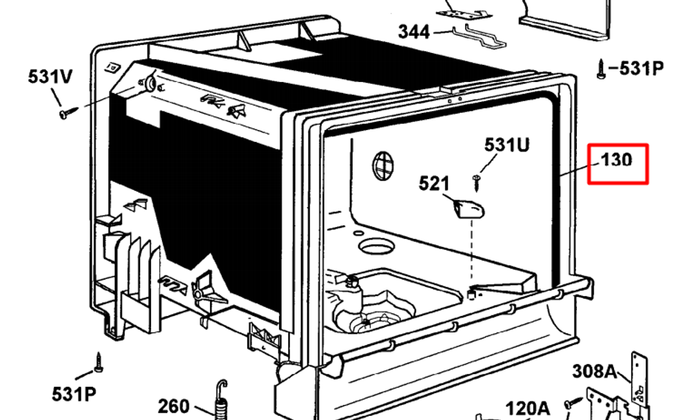 Уплотнитель двери для посудомоечной машины Electrolux (Электролюкс) - 1551174004, 1509599005