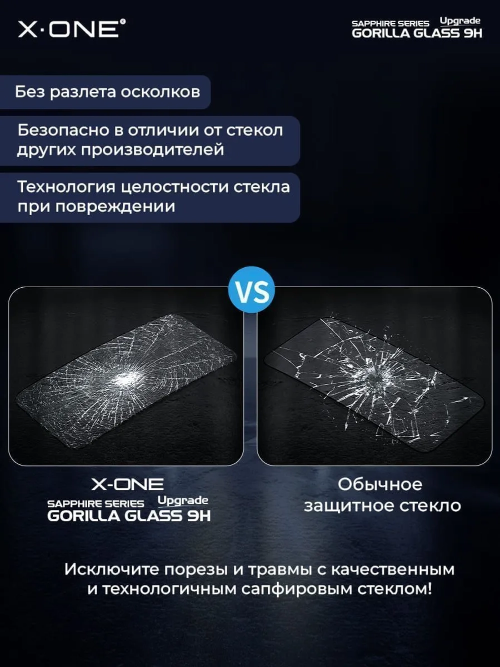 Сапфировое стекло iPhone 14/13/13 Pro X-ONE Sapphire 9H (upgrade) / фильтр динамика / установочный аппликатор