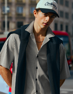 Мужская рубашка boxy fit с коротким рукавом и принтом, арт. 2661/218 - BERSHKA