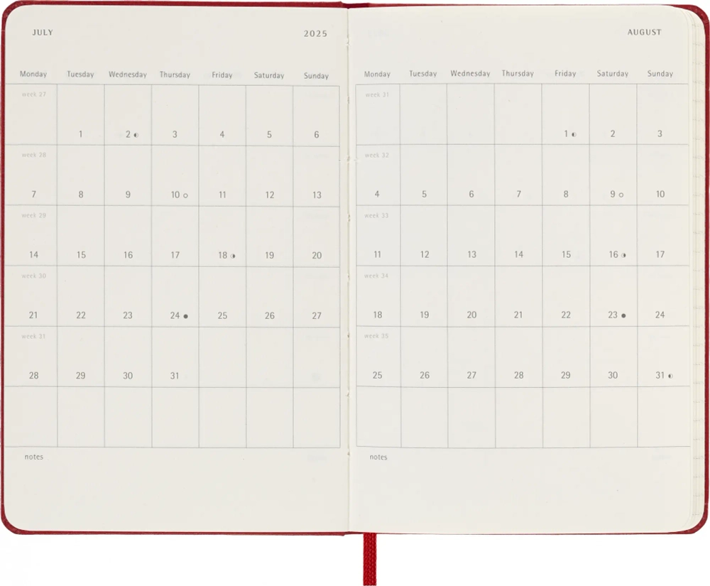 Еженедельник Moleskine WKNT (DHF212WN2) 9x14см, твердая обложка, красный
