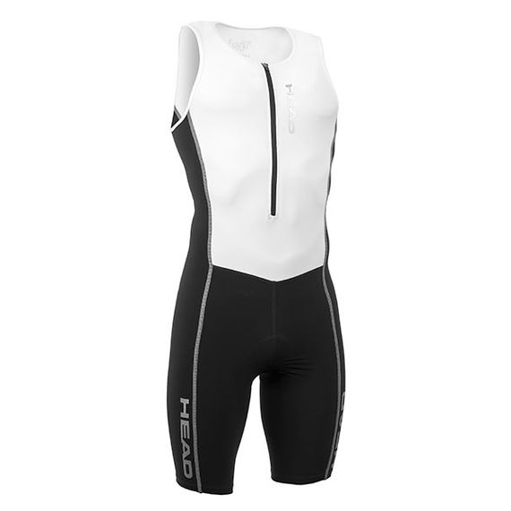 Короткий костюм лайкровый Head Tri-Ыleeve Suit без рукавов с молнией черный/белый
