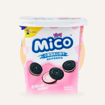 Печенье Tiny Mico Small Black Sandwich Fresh Strawberry Yogurt со вкусом клубники и йогурта, 88 г (Китай)