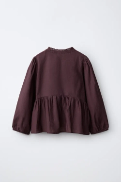 ZARA РУБАШКА С ЗАСТЕЖКАМИ-ТОГГЛ И СКЛАДКАМИ, БУРГУНДИ