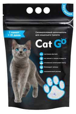 Наполнитель Cat Go для кошачьего туалета, силикагель, 1,3 кг (3 л)
