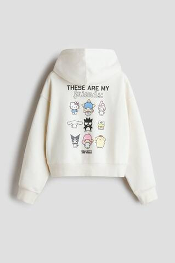 H&M Толстовка с капюшоном и принтом, белый