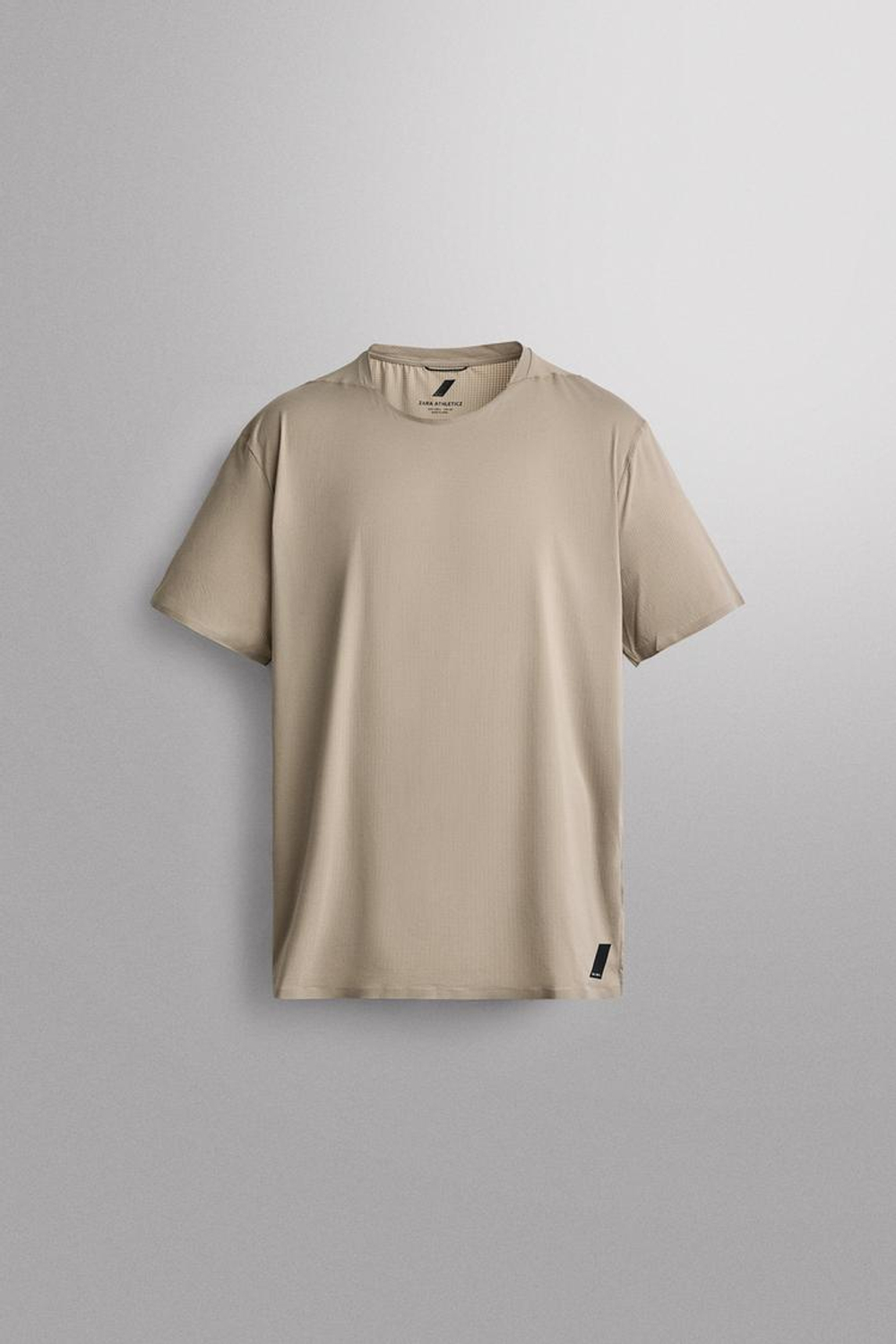 ZARA ТЕХНИЧЕСКАЯ ФУТБОЛКА С РЕЛЬЕФНОЙ ТЕКСТУРОЙ, БЕЖЕВЫЙ