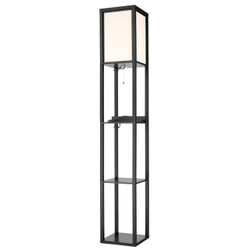 8093/1F COMFI LN26 460 черный/белый, дерево/текстиль Торшер Е27 1*60W 220V PRACTIC