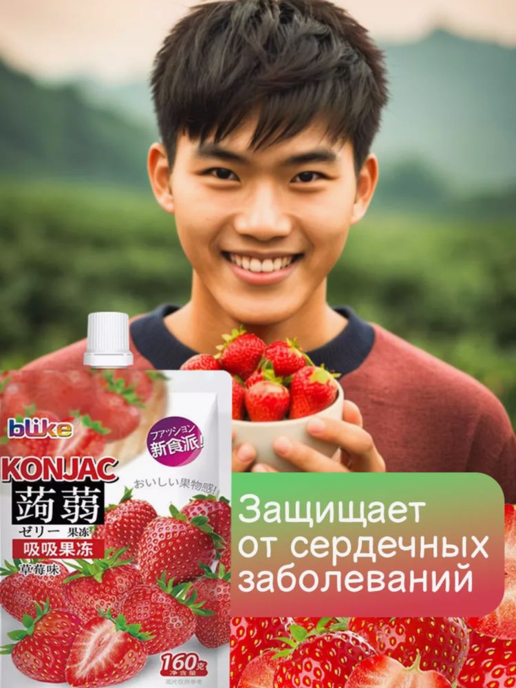 Желе питьевое BLIKE мармеладное Конжак Клубника 160 г x 8 шт
