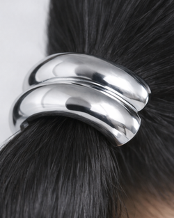Резинка для волос металлическое полукольцо «DOUBLE HAIR CUFF», золото/серебро