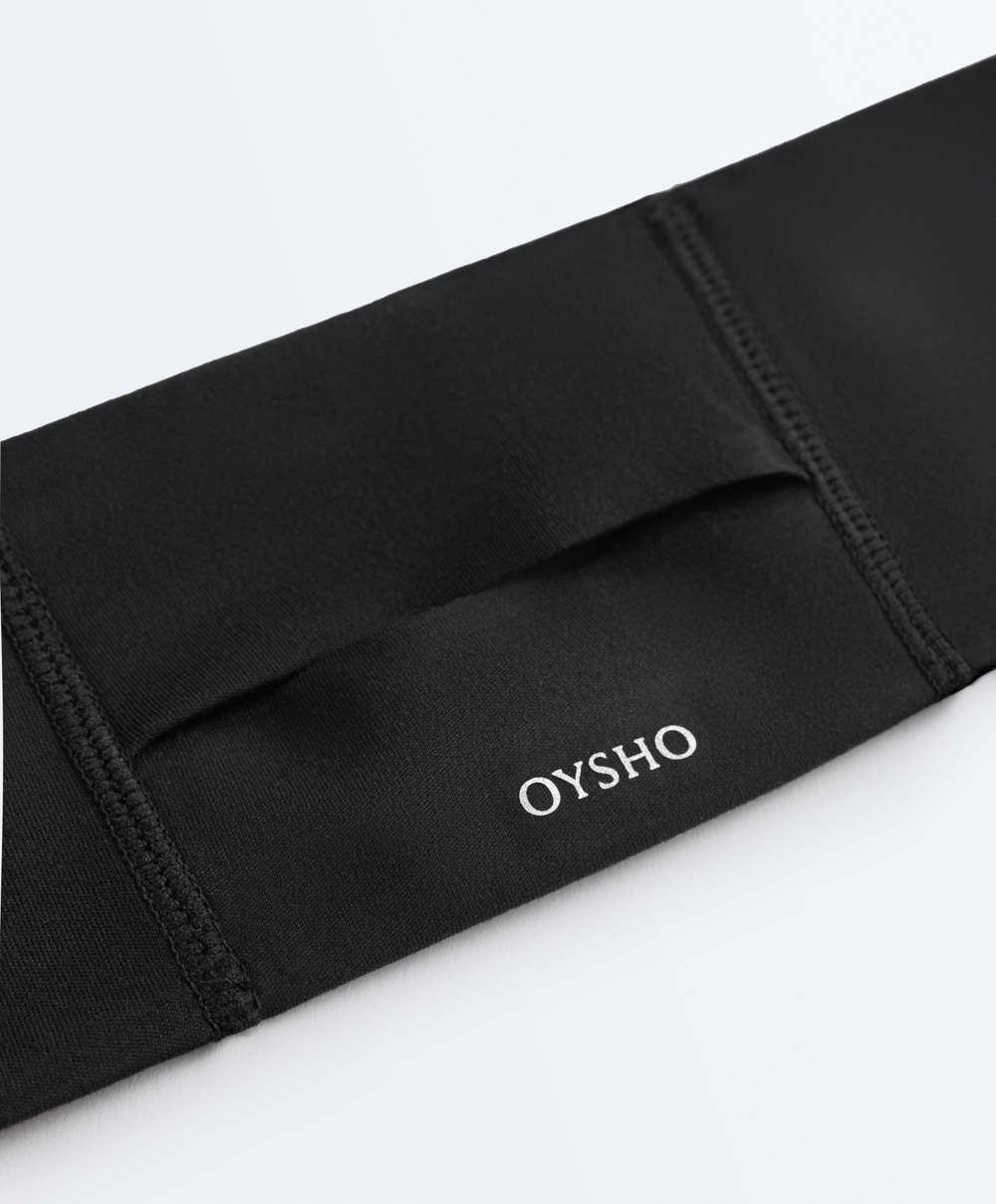 Oysho Спортивная светоотражающая повязка для волос 7 см с регулировкой, черный