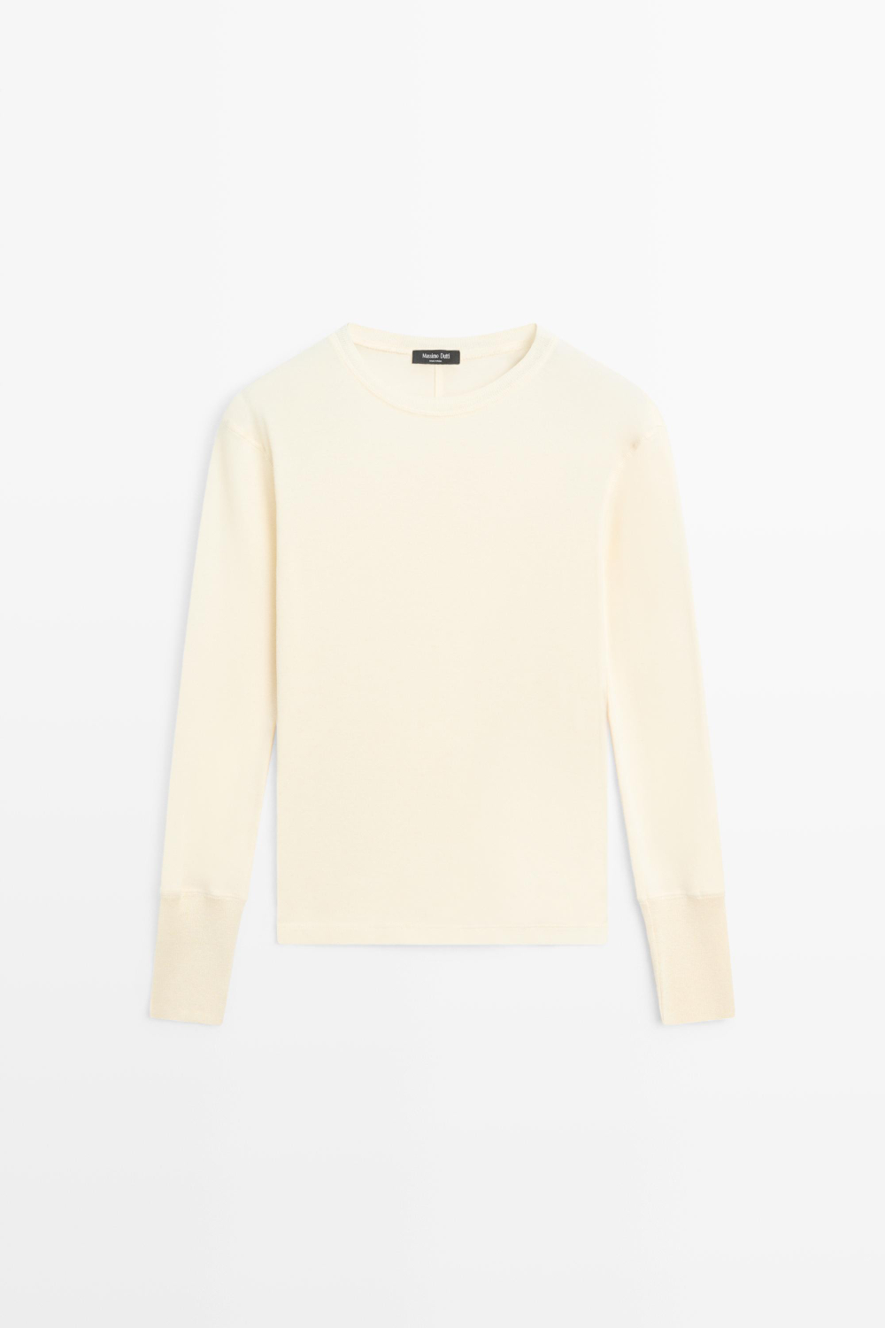 Massimo Dutti Футболка с длинными рукавами и манжетами, ванильный