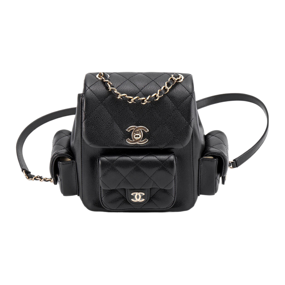 CHANEL Small Duma 23K Grained Calfskin Backpack Black AS4399