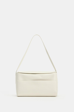 ZARA КОЖАНАЯ СУМКА НА ПЛЕЧО, БЕЛЫЙ