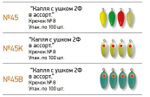 Мормышки фосфорные  №45 "Капля 2Ф с ушком" 100шт