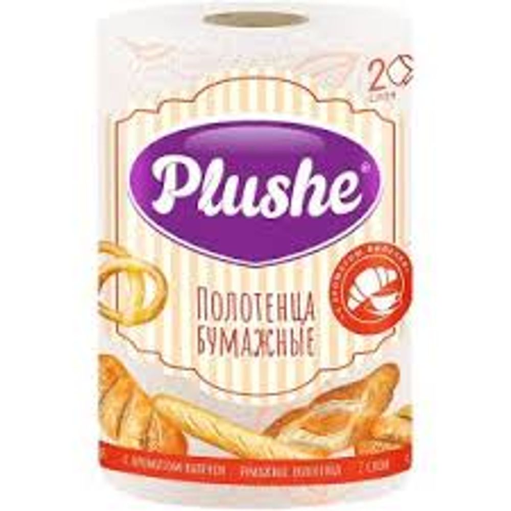 Полотенце бумажные Plushe 2сл 1рул*18шт с аромат выпечки