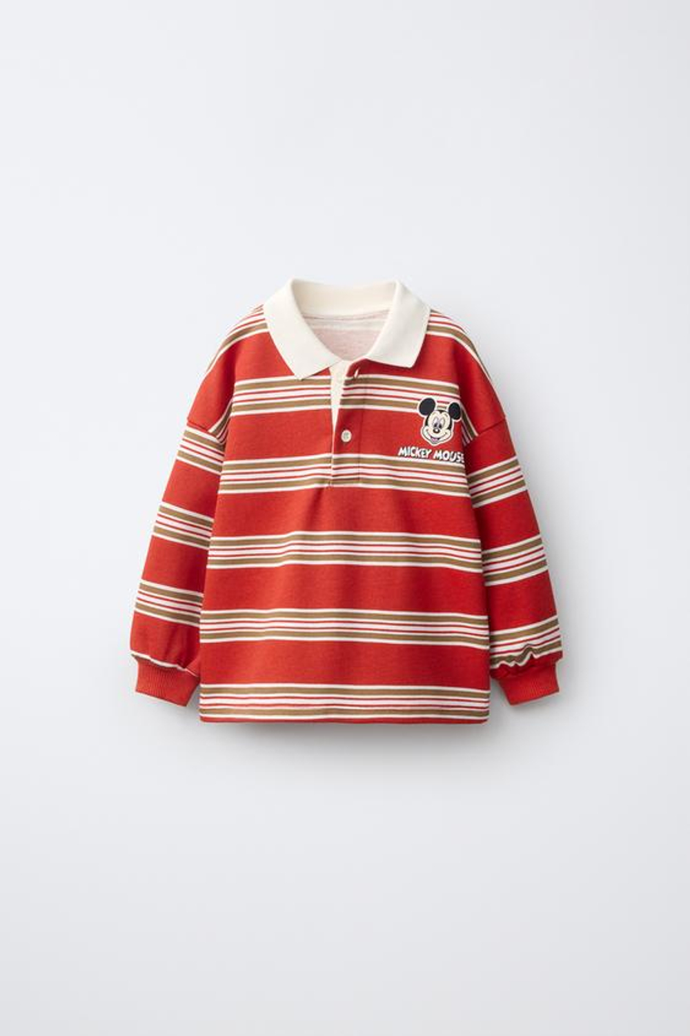 ZARA ТОЛСТОВКА ПОЛО В ПОЛОСКУ MICKEY MOUSE © DISNEY, БУРГУНДИ