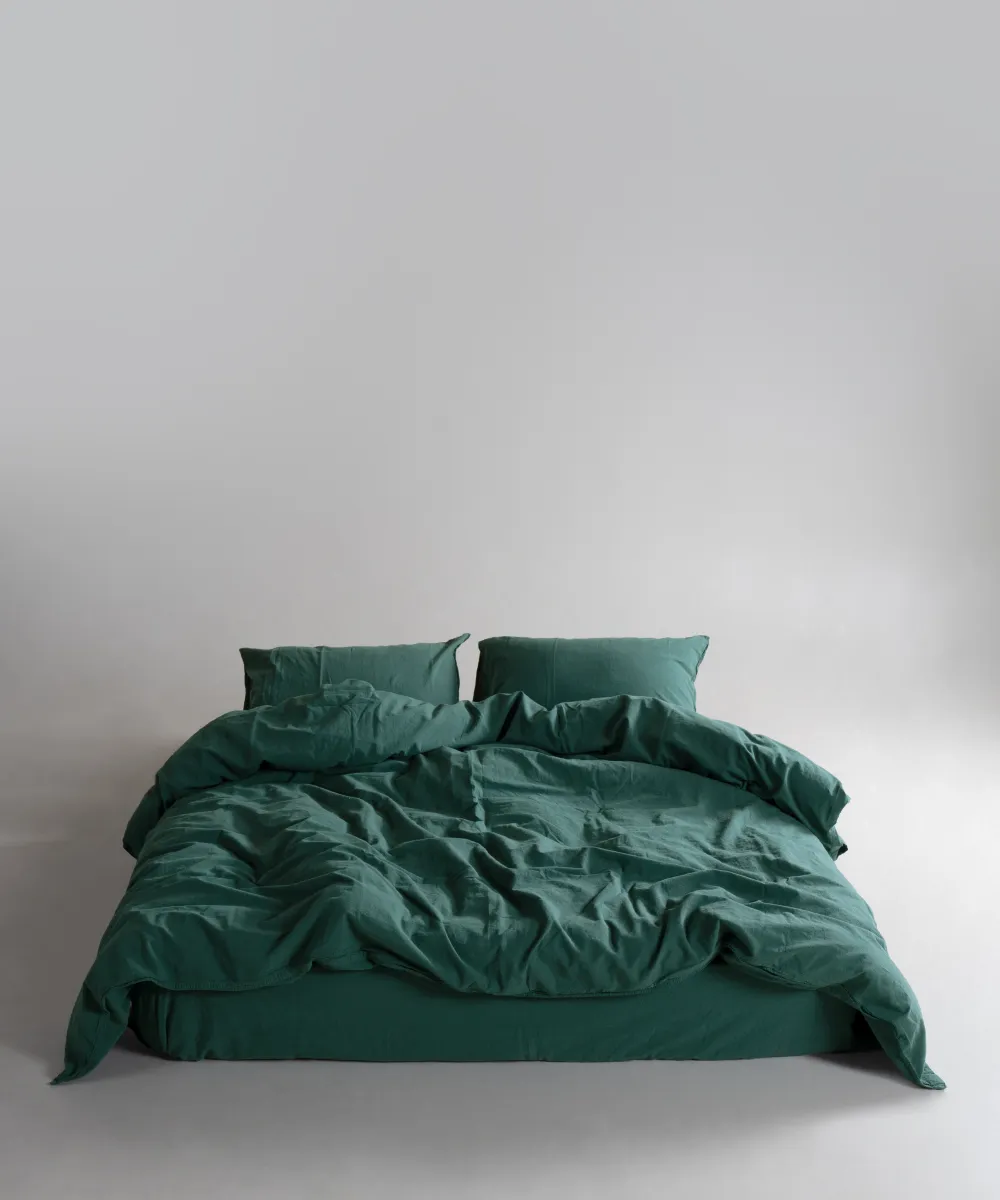 Lımasso КПБ 4 пр. Stonewashed Standart Dark Green пододеяльник 200*220, простынь 240*260, наволочки 50*70 2шт