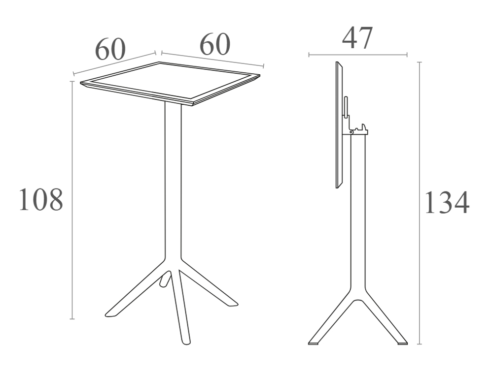 Стол пластиковый барный складной Siesta Contract Sky Folding Bar Table 60, оливковый