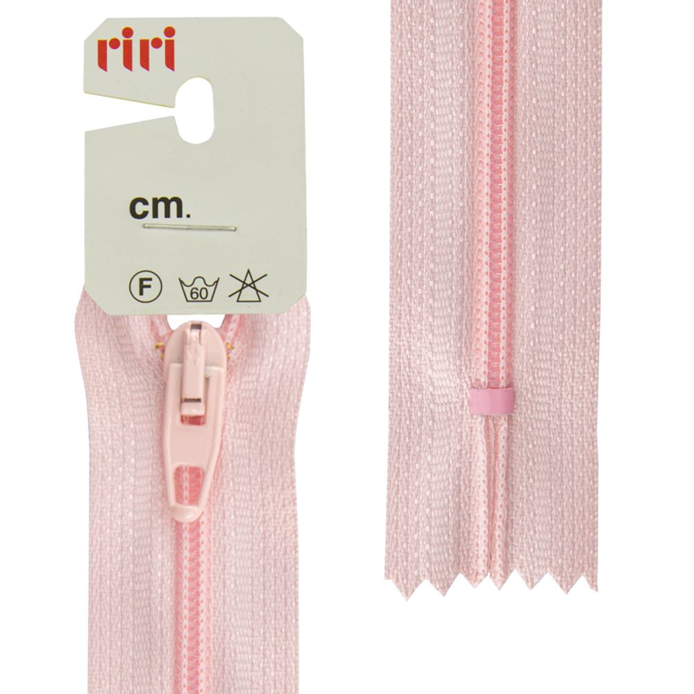 Молния спиральная (витая) RIRI Т4 (4 мм) 1 зам., н/раз., 18 см, Meras, цв.2417, св.-розовый, 10 шт