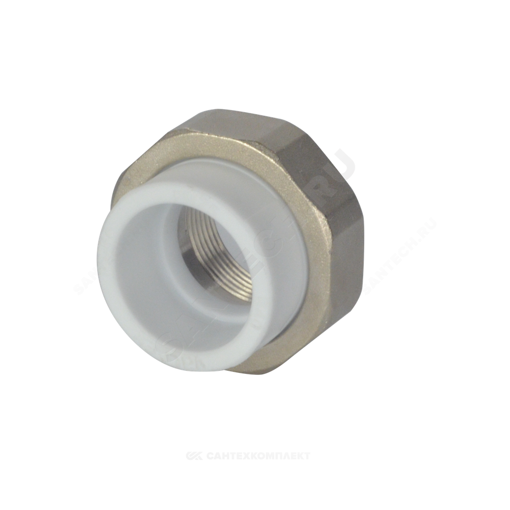 Муфта PP-R комбинированная разъемная белая Дн 40х1 1/4" ВР усиленная VALFEX 10155032У