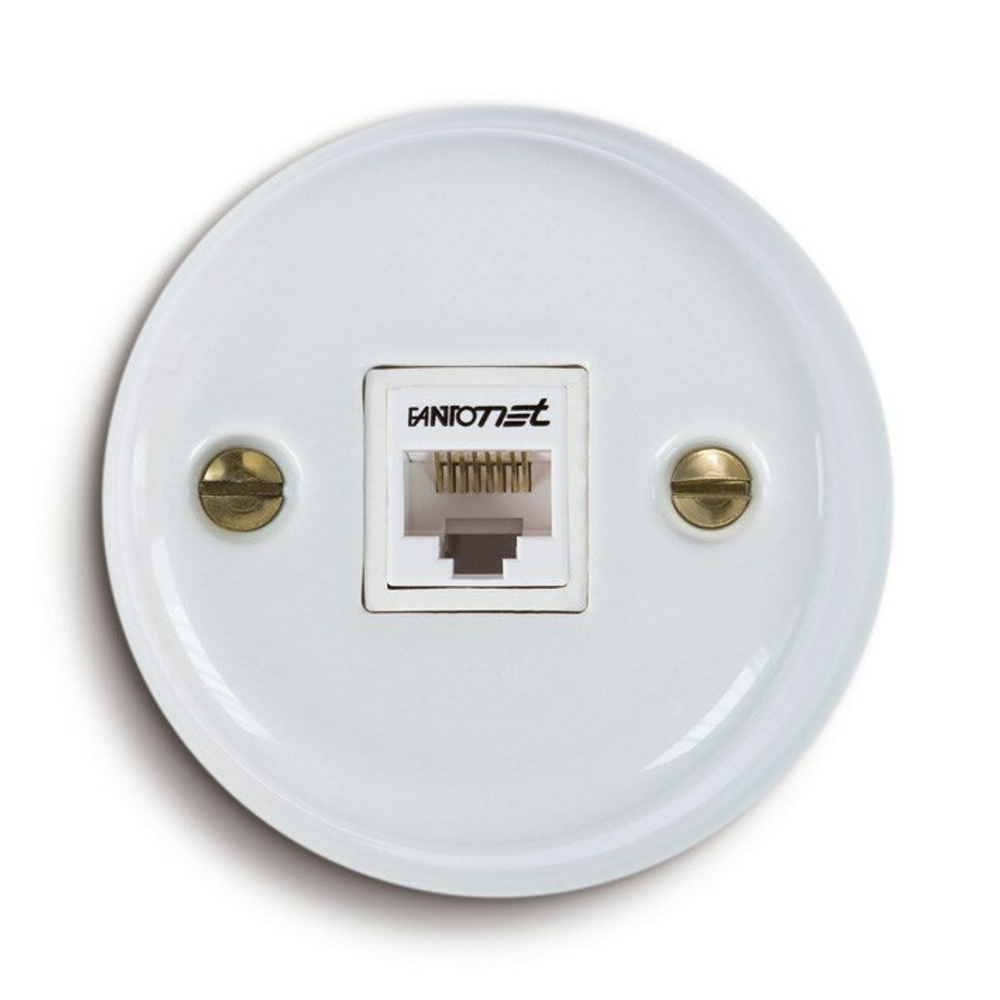 Ретро розетка информационная белая Fanton Country 84016-8218
