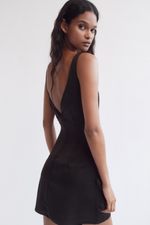 Атласное платье с вырезом-качели — Чёрный — H&M 1338517