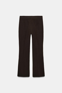 ZARA УКОРОЧЕННЫЕ БРЮКИ MINI FLARE, КОРИЧНЕВЫЙ