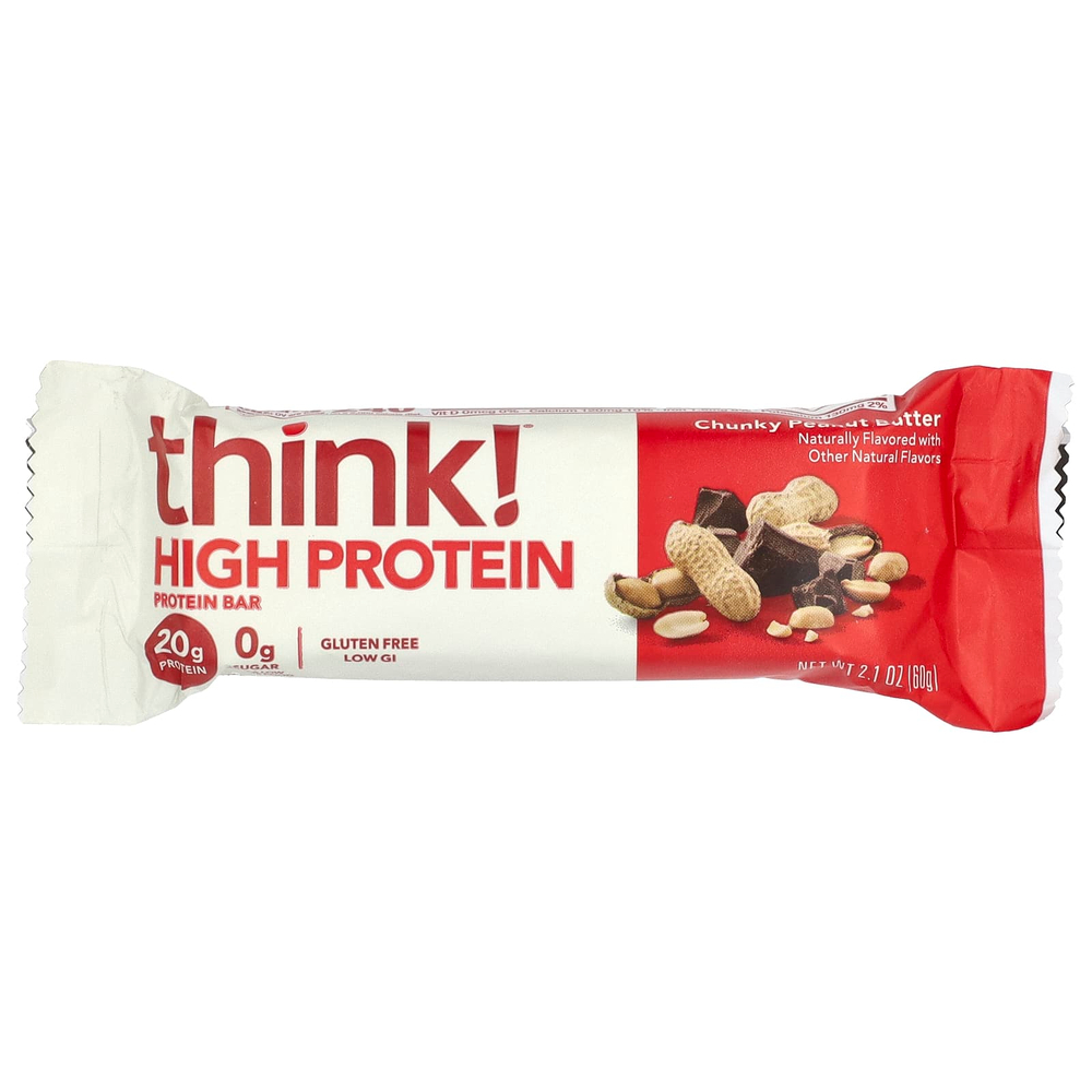 Think !, высокопротеиновые батончики, с кусочками арахисовой пасты, 10 батончиков по 60 г (2,1 унции)