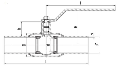 Кран шаровый д/газа LD КШ газ 80/70с Ру25 Н/П под приварку