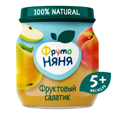 Фрутоняня пюре фруктовое Фруктовый Салатик 100г с 5 месяцев