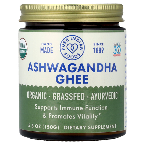 Pure Indian Foods, органическая ашваганда и гхи, 150 г (5,3 унции)