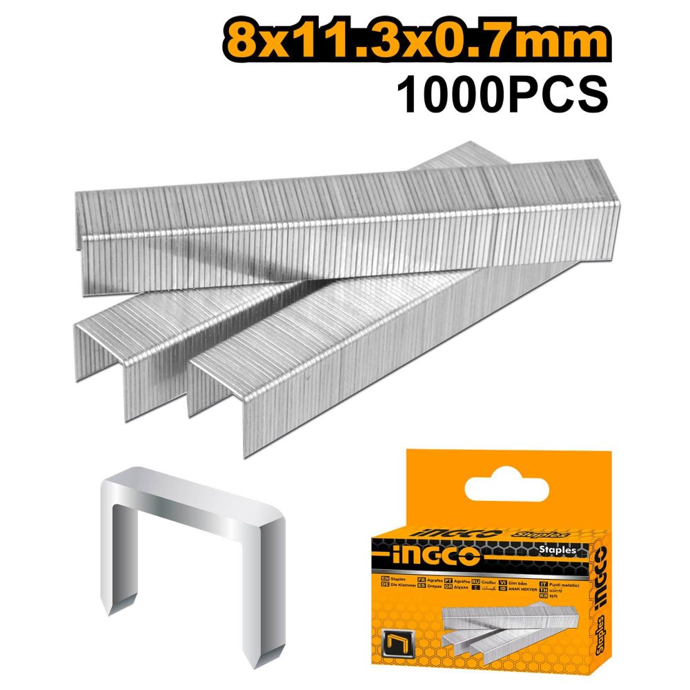 Скоба для мебельного степлера 1000 шт 8х11,3х0,7мм INGCO STS0108