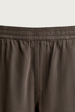 ZARA БРЮКИ RELAXED FIT В ЕЛОЧКУ, КОРИЧНЕВЫЙ