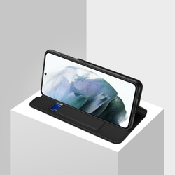 Чехол книжка из PU кожи черного цвета от Dux Ducis для Samsung Galaxy S21 FE, серия Skin Pro Series