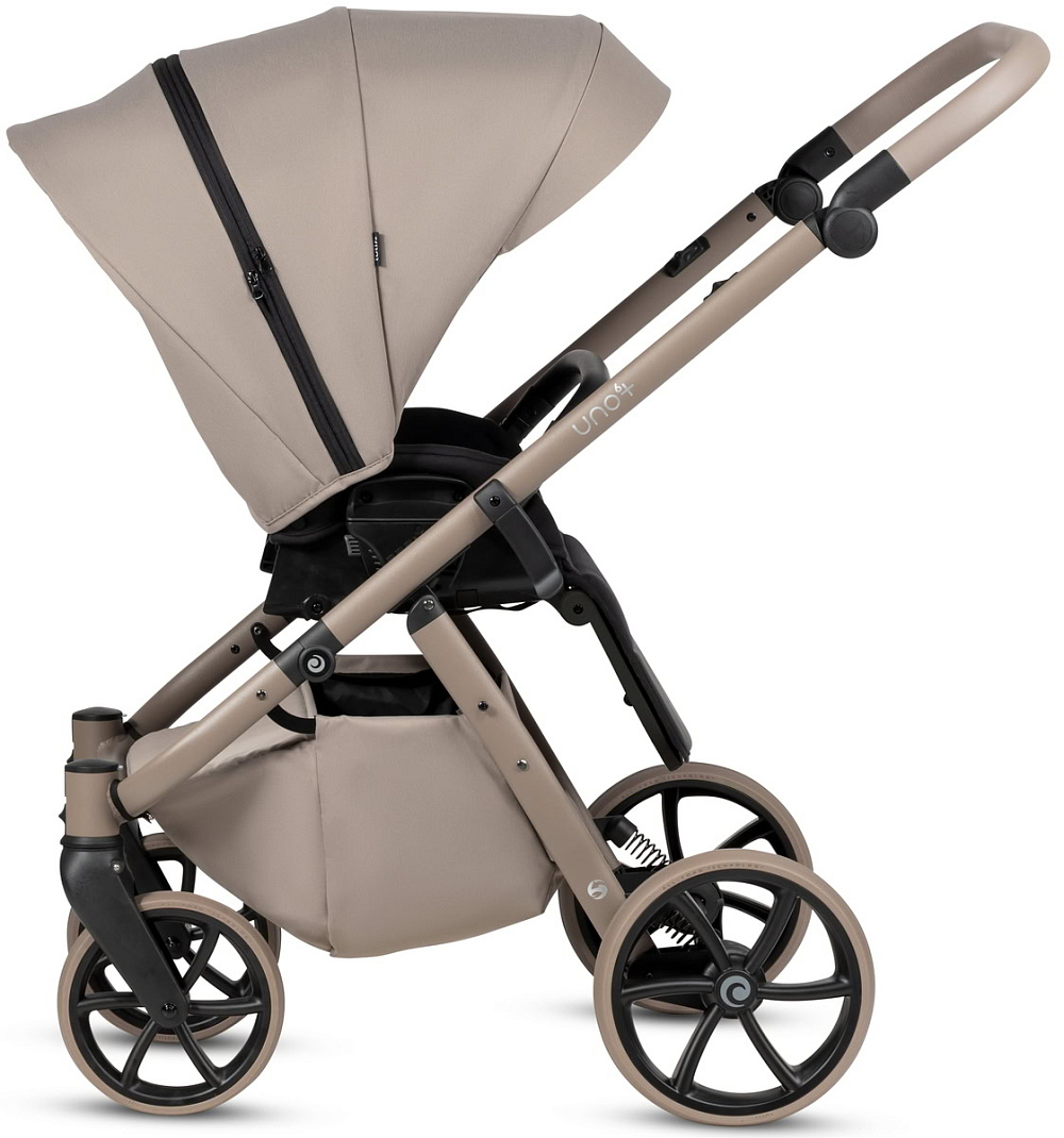 Детская коляска Tutis Uno 6 Plus Essential collection 4 в 1 с автокреслом Beno Beige и базой 1602172 Taupe с сумкой