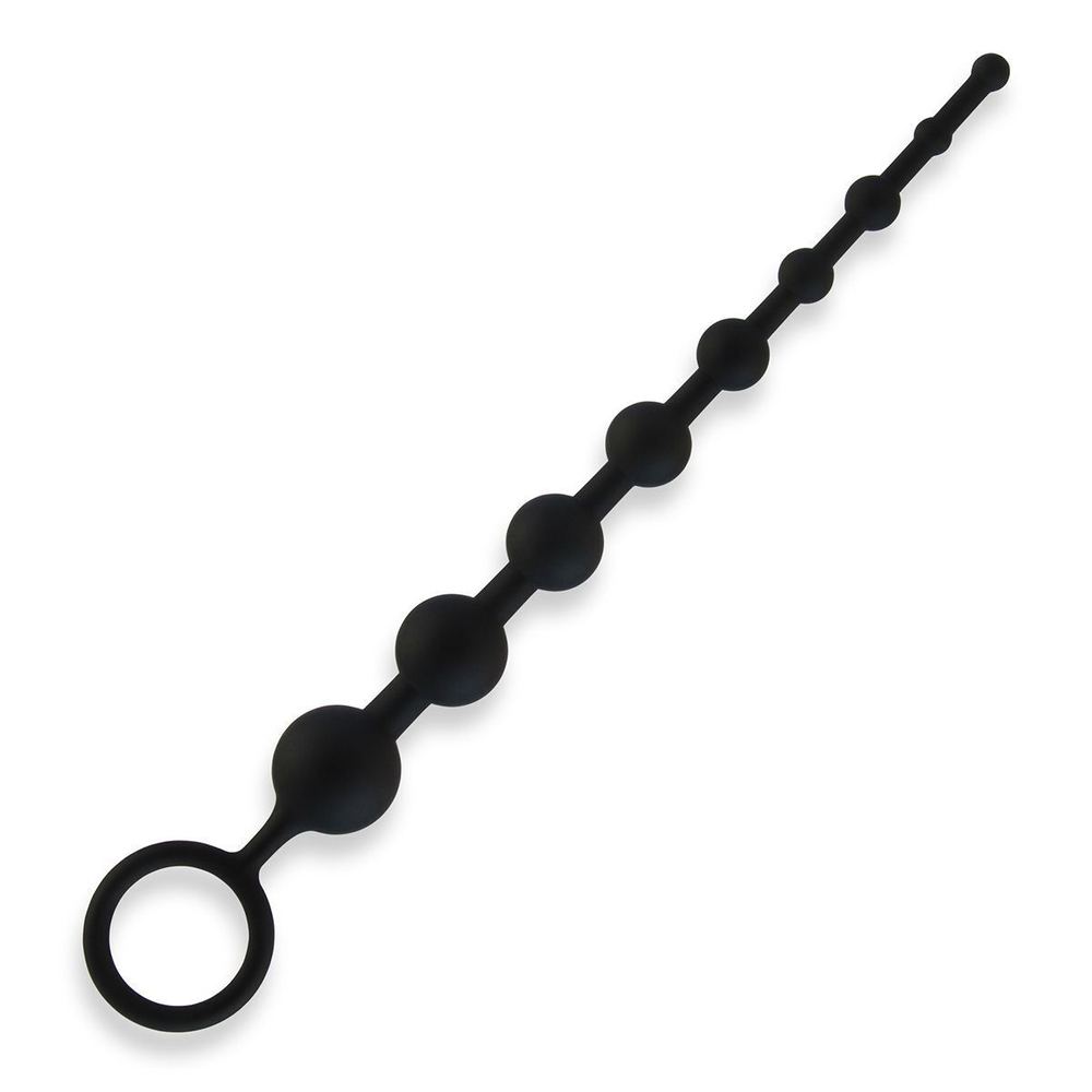 Черные силиконовые анальные бусы Silicone Anal Beads - 30 см. (Цвет: черный)