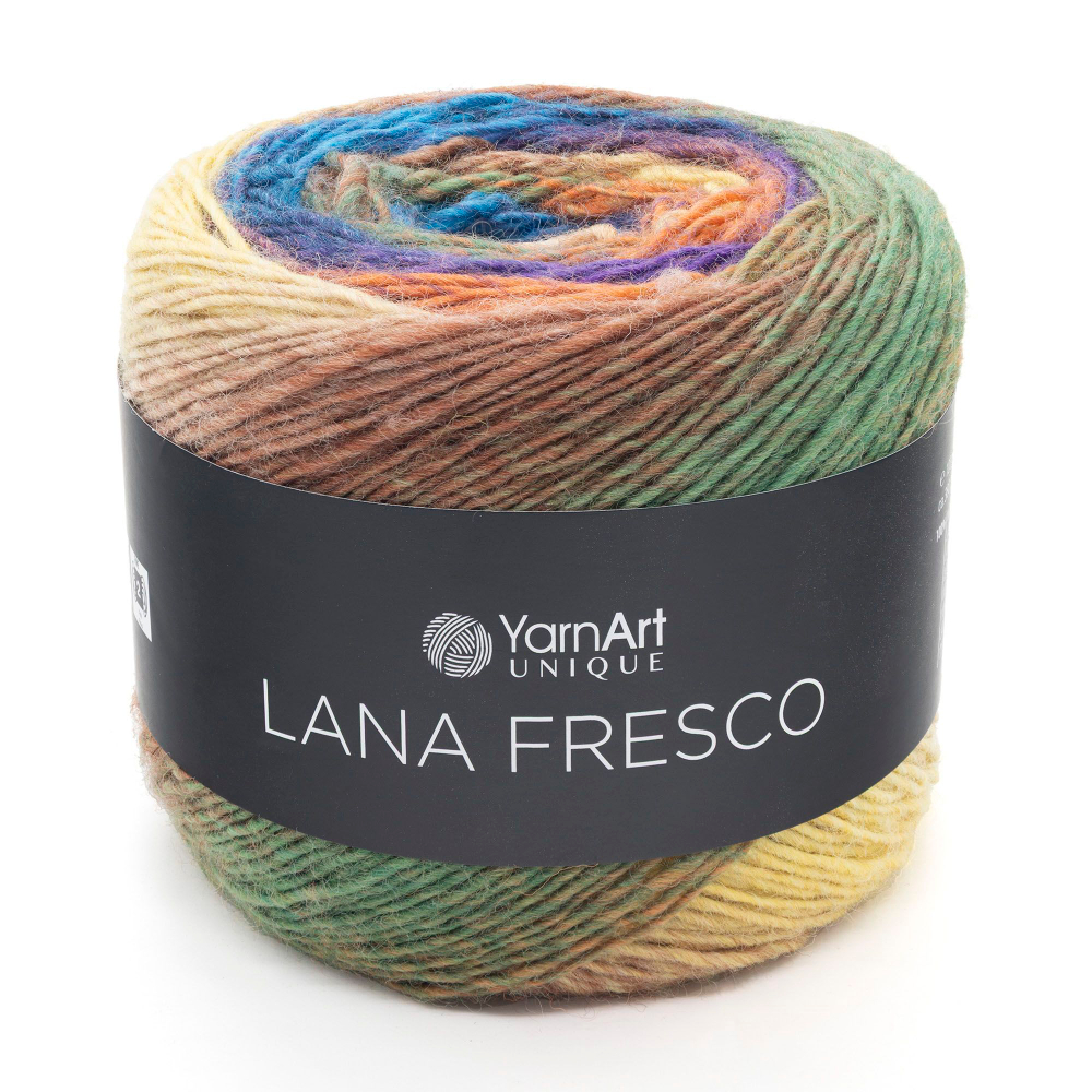 Лана Фреско (Lana Fresco) пряжа YarnArt 100%шерсть 4х100г/380м (8107 бирюзовый-т.сирень-оранжевый-желтый-зеленый)