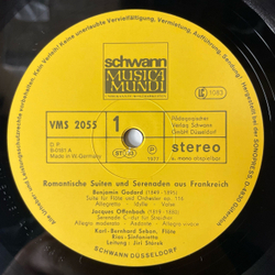 Винтажная виниловая пластинка LP Jiru Starek, RIAS Sinfonietta, Jacques Offenbach, Charles Gounod, Benjamin Godard, Romantische Suiten Und Serenaden Aus Frankreich (Германия 1977)