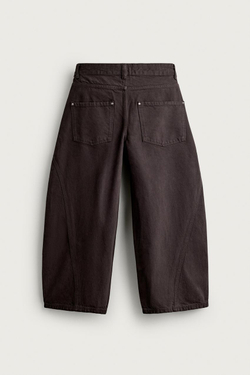 ZARA БРЮКИ BALLOON FIT СО ШВАМИ, КОРИЧНЕВЫЙ