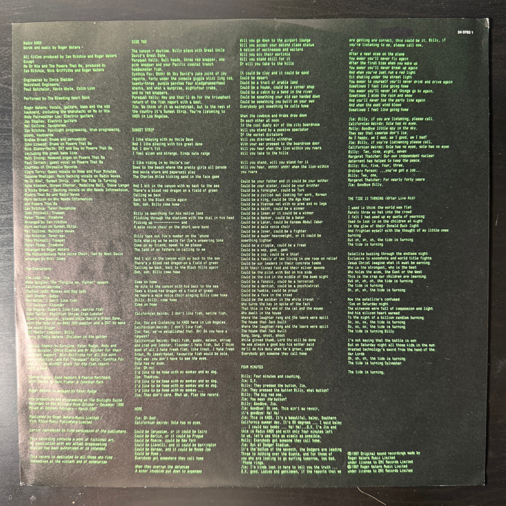 Roger Waters - Radio K.A.O.S. (Франция 1987г.)