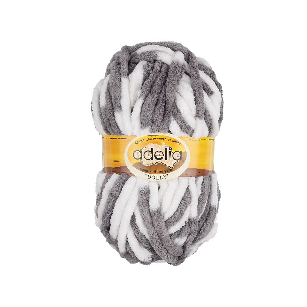 Пряжа Adelia Dolly / уп.5 мот. по 100г, 40м, 15 бело-серый Пряжа Adelia Dolly / уп.5 мот. по 100г, 40м, 15 бело-серый