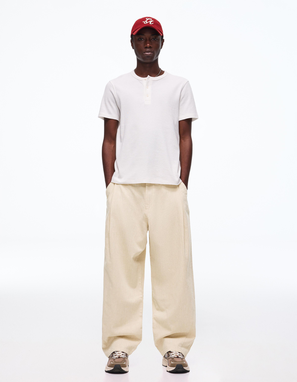Мужские брюки super baggy fit с льном - BERSHKA