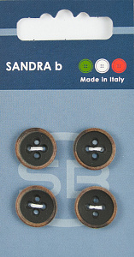 Пуговицы Sandra, размер 15 мм (4 шт на блистере), черный