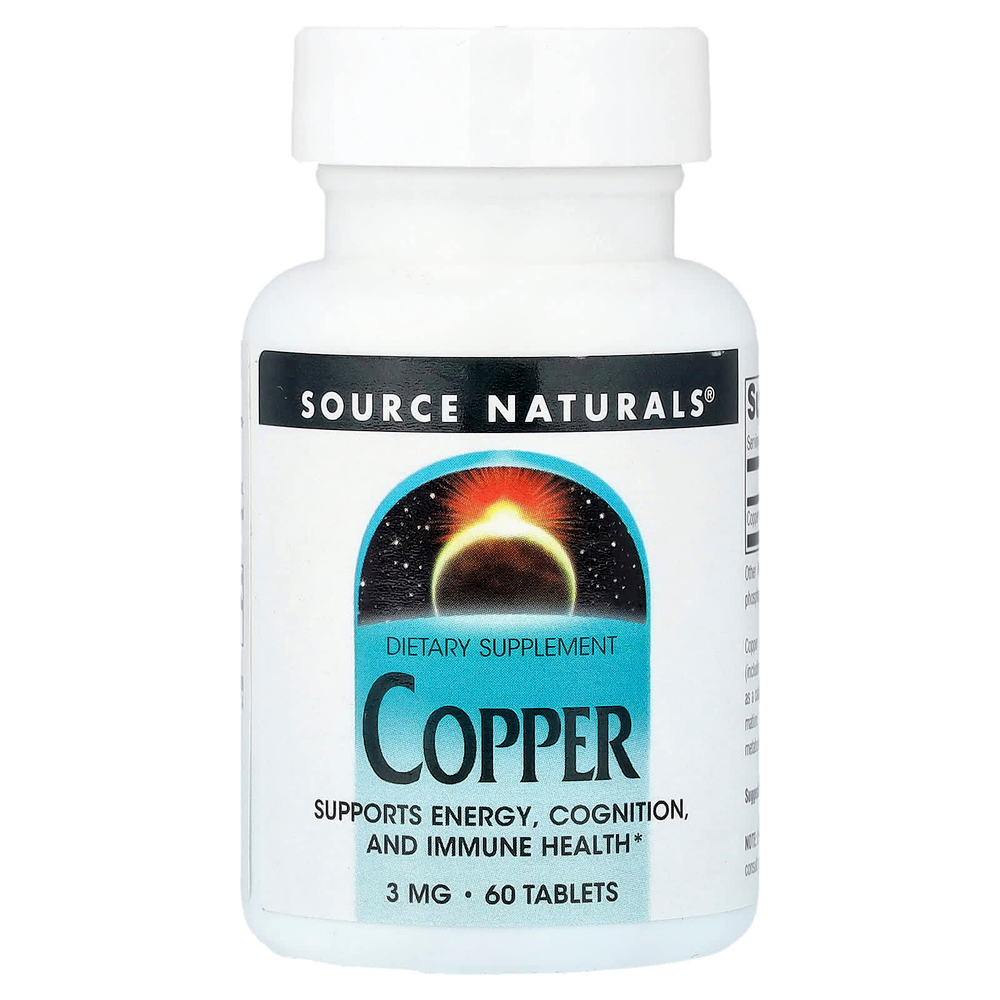 Source Naturals, медь, 3 мг, 60 таблеток