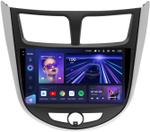 Магнитола для Hyundai Solaris 1 2010-2016 (рамка серебристо-черная тип 3) - Teyes CC3-2K на Android 10, Быстрая, 2K QLED, CarPlay, 4G SIM-слот