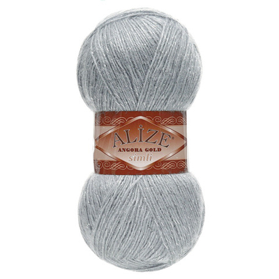 Пряжа Alize (Ализе) Angora Gold Simli / уп.5 мот. по 100 г, 500м, 021 светло-серый A