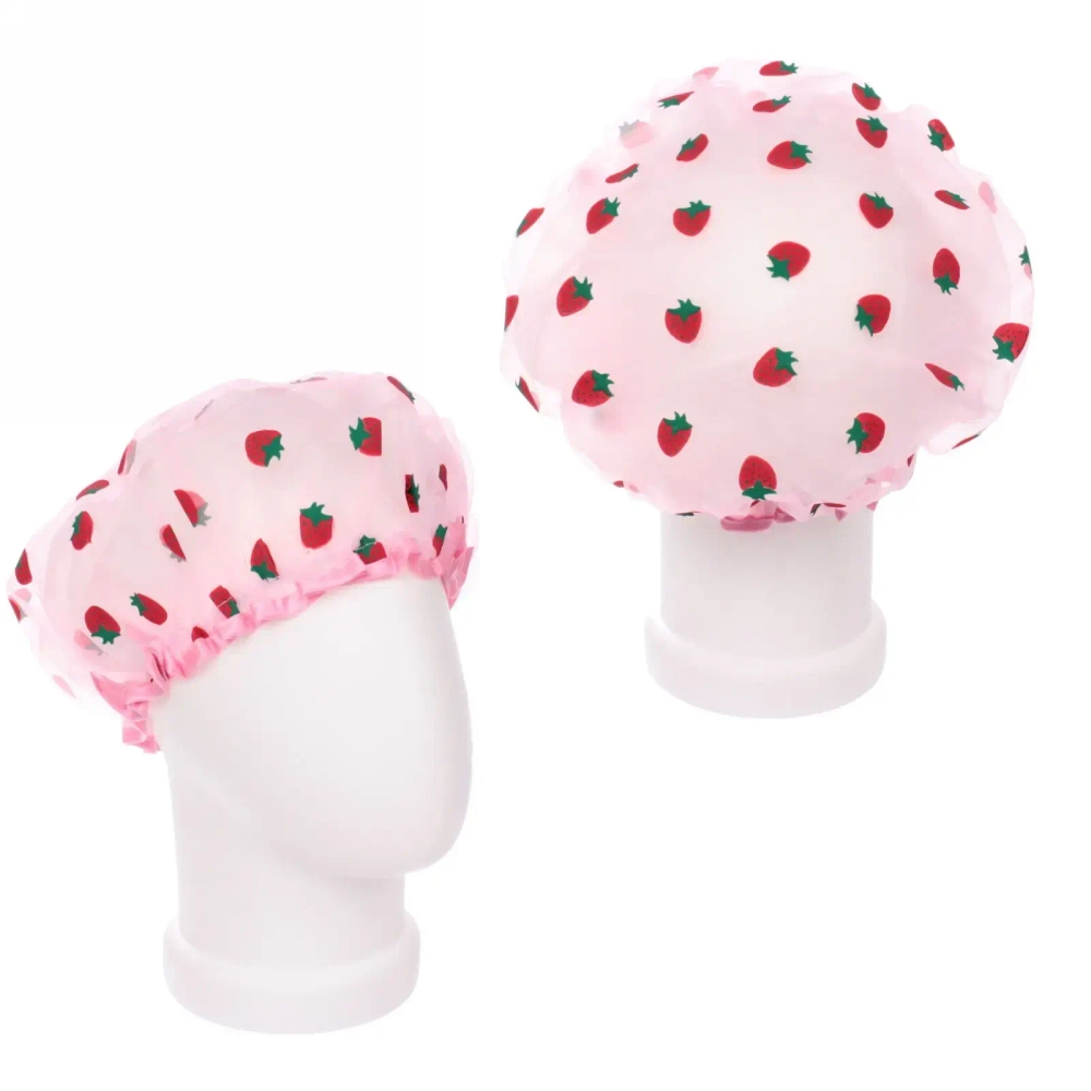Шапочка для душа «Ультрамарин - Strawberry», микс 3 цвета, d-24 см (двухсторонняя, внутренний слой EVA)