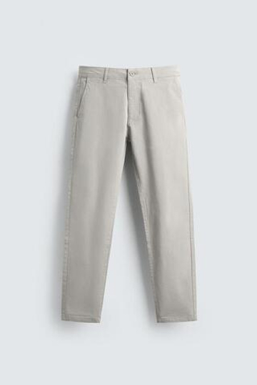 ZARA БРЮКИ ЧИНОС SKINNY FIT, СВЕТЛО-СЕРЫЙ